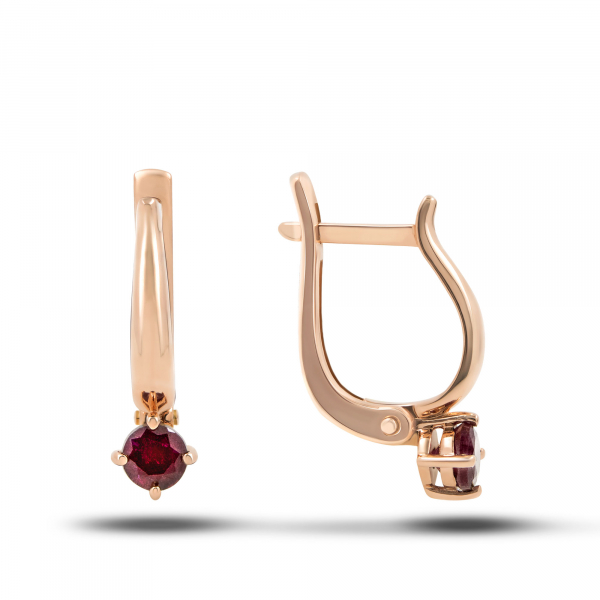 Gold Earrings With Ruby
