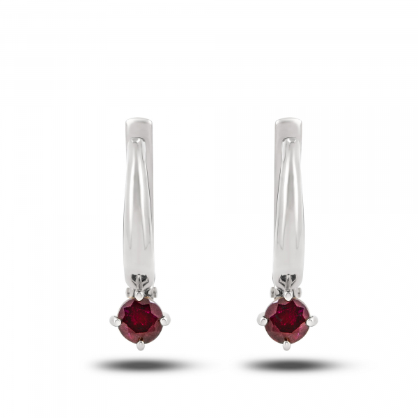 White Gold Earrings With Ruby