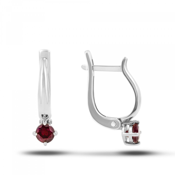 White Gold Earrings With Ruby