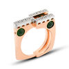 Gold Ring With Green Agate And Diamonds