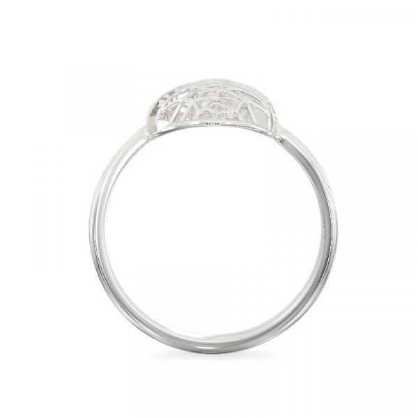 Valgest kullast sõrmus Ficuse leht  