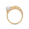 Snake with Pearl Yellow Gold Ring