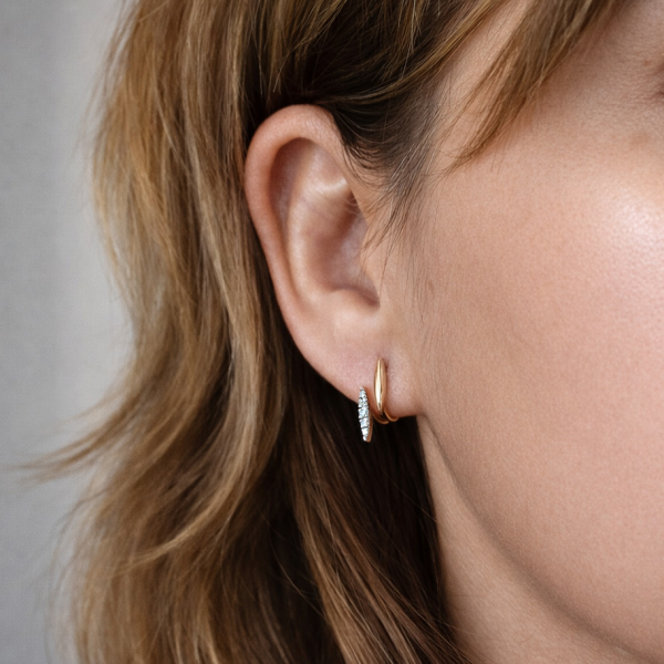 Stud Earrings Rose Gold with Diamonds