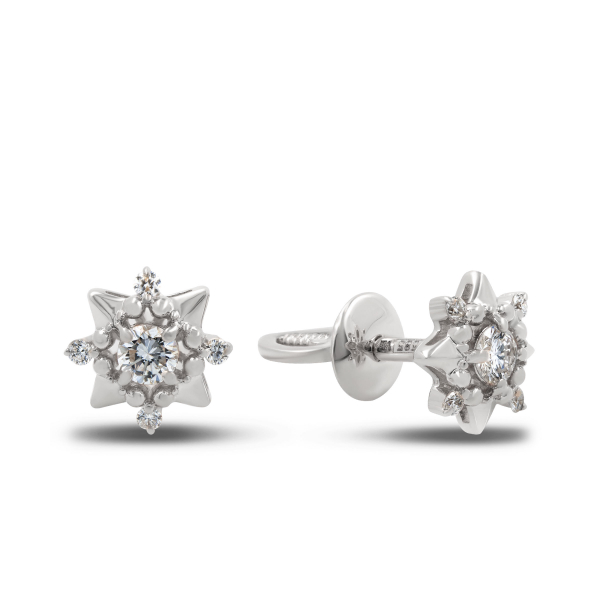 White Gold earrings with diamonds Stars