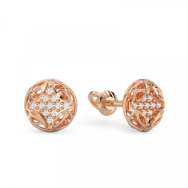 Rhombus Form Rose Gold Earrings