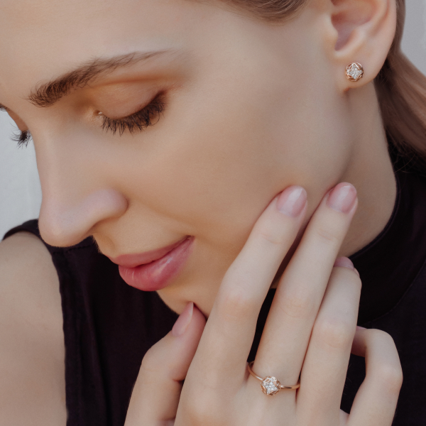 Rhombus Form Rose Gold Earrings