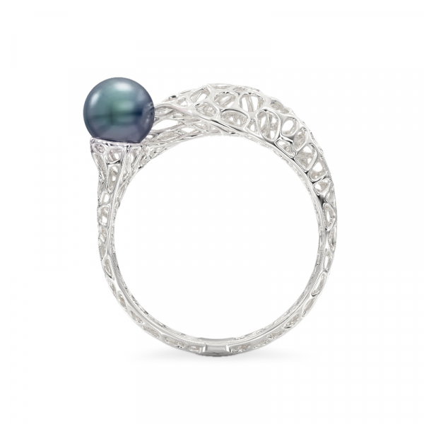 Snake with Pearl White Gold Ring