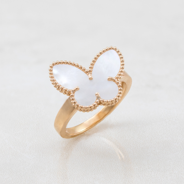 Ring Butterfly With White Mother-of-pearl