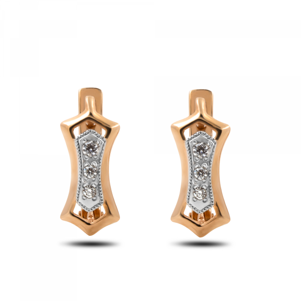 Gold Mix Earrings With Diamonds