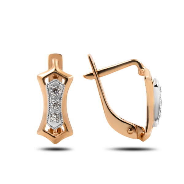 Gold Mix Earrings With Diamonds