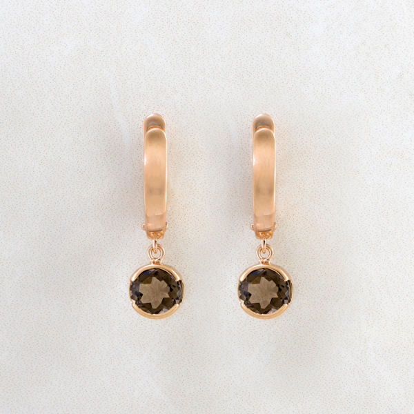 Gold Earrings With Brown Topaz