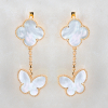 Gold Plated Earrings Clover And Butterfly