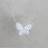 Silver Necklace CLOVER Butterfly With Mother-of-pearl