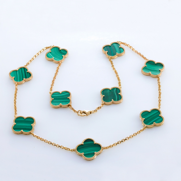 Gold Plated Silver Necklace With Malachite