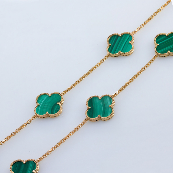 Gold Plated Silver Necklace With Malachite