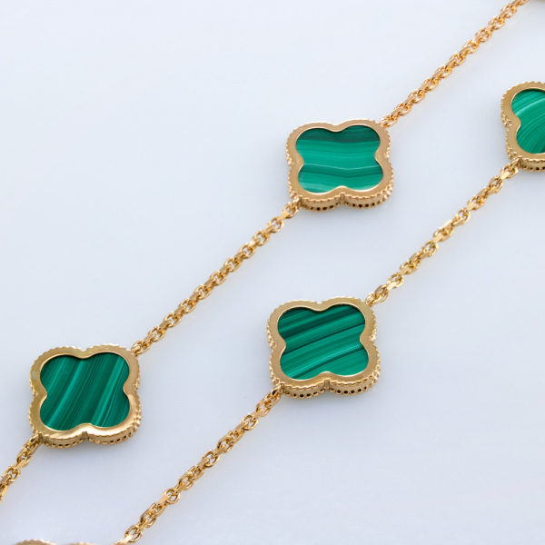 Gold Plated Silver Necklace With Malachite