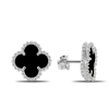 Small Silver Earrings Clover With Onyx