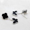 Silver Earrings With Onyx Butterfly