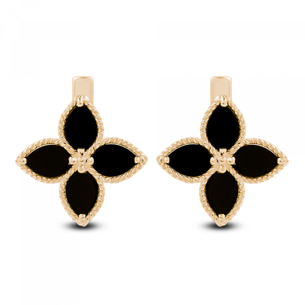 Gold Platted Earrings Black Lily Flower