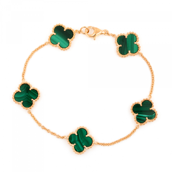 Bracelet Clover Mini  With Malachite