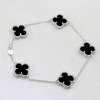 Silver Bracelet Clover Mini With Onyx