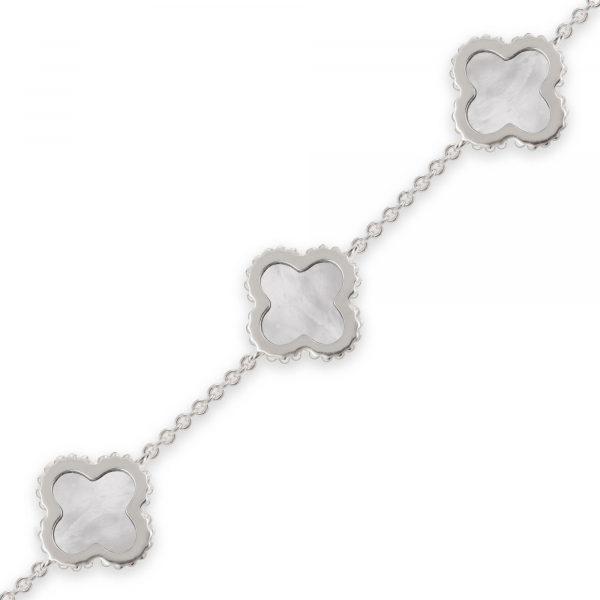 Silver Bracelet Clover With White Mother-of-pearl
