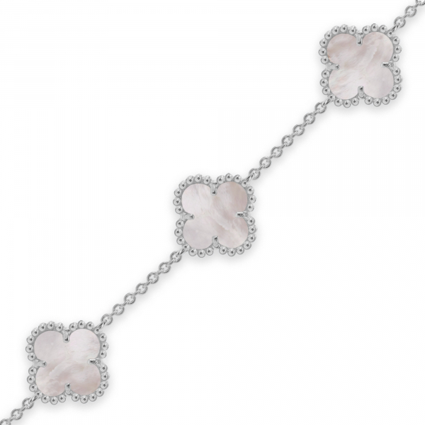 Silver Bracelet Clover With White Mother-of-pearl