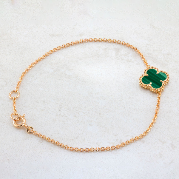 Bracelet Clover Mini  With Malachite