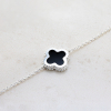 White Gold Bracelet  Mini Clover With  Onyx