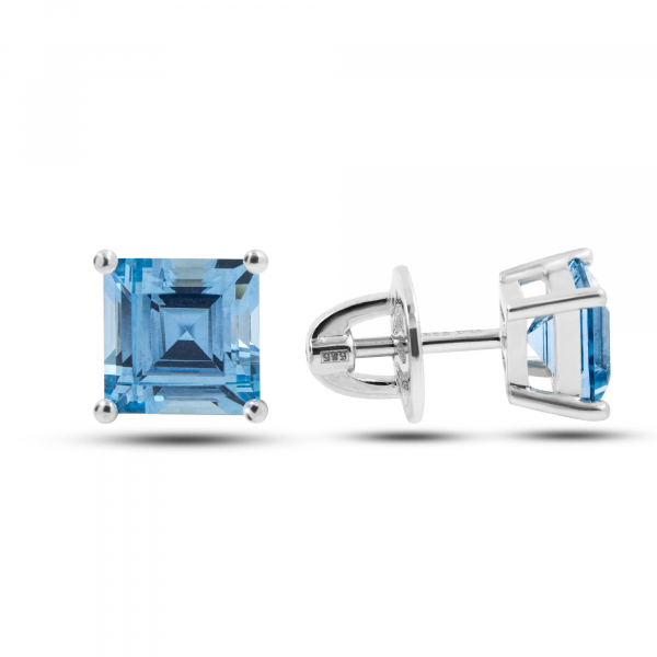 White Gold Stud Earrings With Topaz