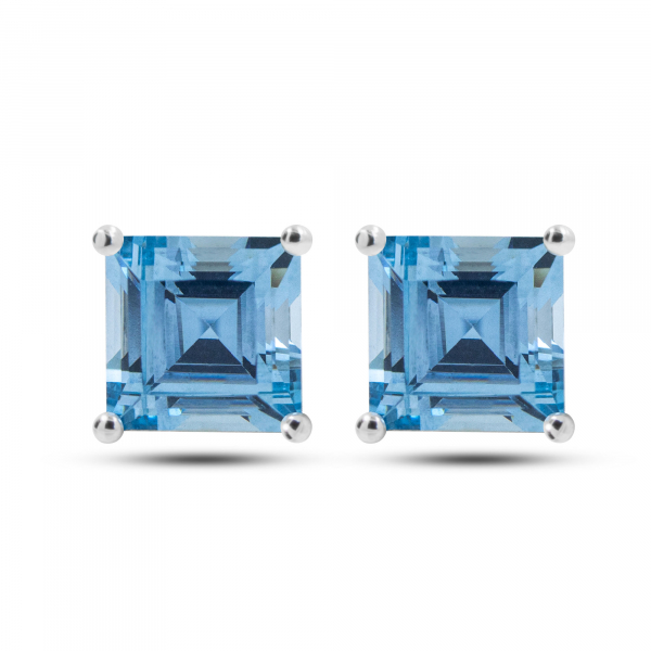 White Gold Stud Earrings With Topaz