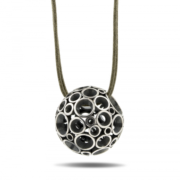 Silver Pendant On a Cord Moon