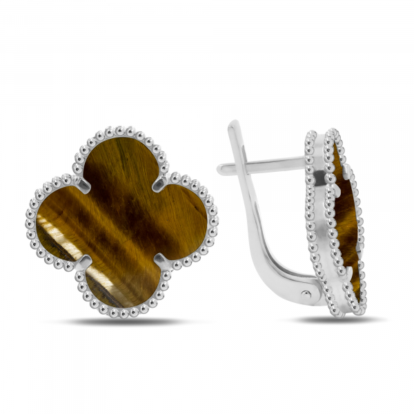 Серебряные серьги с тигровым глазом