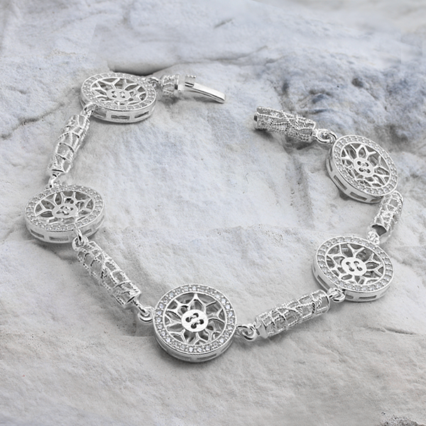 Silver Bracelet With  Cubic Zirkonia  Buttons