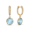 Yellow Gold Earring With Round Topaz
