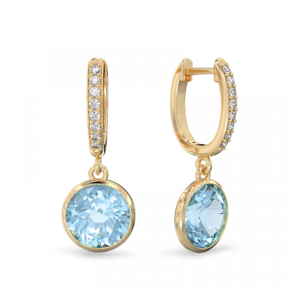 Yellow Gold Earring With Round Topaz