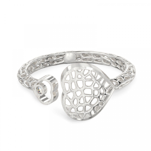 Two Hearts White Gold Ring
